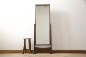 中古　美品　松本民芸家具　シンプルなデザインが魅力的なD型姿見(ミラー、鏡)(定価約12万円)(R-058533)
