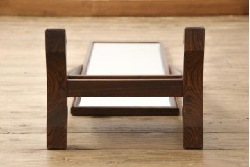 中古　高級品　指物家具　総ケヤキ(欅)材　上品な佇まいが魅力的な漆塗の姿見(ミラー、鏡)(R-058534)