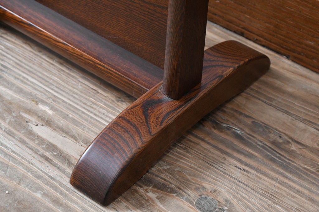 中古　高級品　指物家具　総ケヤキ(欅)材　上品な佇まいが魅力的な漆塗の姿見(ミラー、鏡)(R-058534)