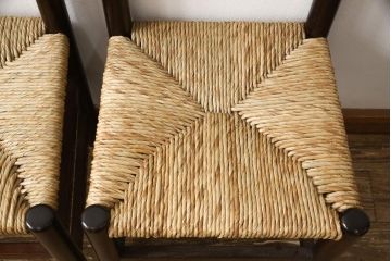 中古　美品　松本民芸家具　アジアンテイストのお部屋におすすめなラッシチェア2脚セット(椅子、イス、バラ売り可能)(R-058541)