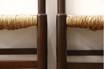 中古　美品　松本民芸家具　アジアンテイストのお部屋におすすめなラッシチェア2脚セット(椅子、イス、バラ売り可能)(R-058541)
