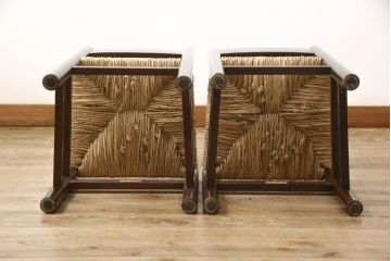 中古　美品　松本民芸家具　アジアンテイストのお部屋におすすめなラッシチェア2脚セット(椅子、イス、バラ売り可能)(R-058541)