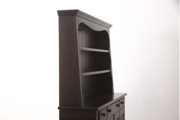 中古　美品　松本民芸家具　波打つデザインがおしゃれな印象を与えるカップボード(食器棚、収納棚、飾り棚)(R-058542)