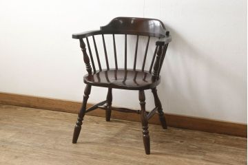 中古　美品　松本民芸家具　#91型　落ち着きのある大人カフェ風インテリアが叶うキャプテンチェア(アームチェア、板座チェア、椅子、ダイニングチェア)(R-058546)