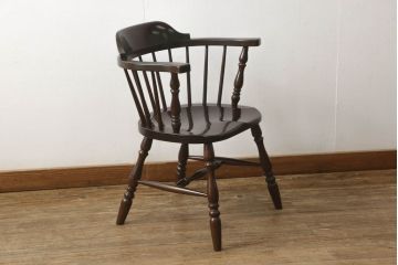 中古　美品　松本民芸家具　#91型　落ち着きのある大人カフェ風インテリアが叶うキャプテンチェア(アームチェア、板座チェア、椅子、ダイニングチェア)(R-058546)