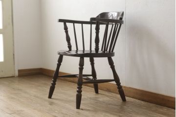 中古　美品　松本民芸家具　#91型　落ち着きのある大人カフェ風インテリアが叶うキャプテンチェア(アームチェア、板座チェア、椅子、ダイニングチェア)(R-058546)