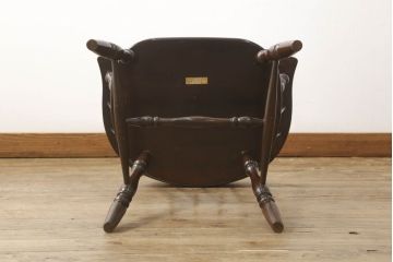 中古　美品　松本民芸家具　#91型　落ち着きのある大人カフェ風インテリアが叶うキャプテンチェア(アームチェア、板座チェア、椅子、ダイニングチェア)(R-058546)