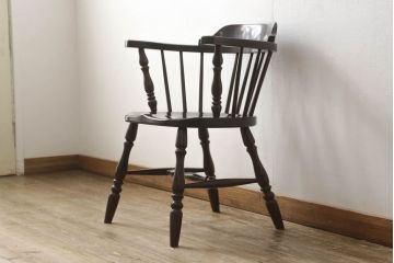 中古　美品　松本民芸家具　#91型　落ち着きのある大人カフェ風インテリアが叶うキャプテンチェア(アームチェア、板座チェア、椅子、ダイニングチェア)(R-058548)