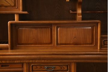 中古　国産　上手物!!　職人手造り家具　欅(ケヤキ)材　和の風格を感じる大型茶箪笥(茶棚、キャビネット、戸棚、収納棚)(R-058558)