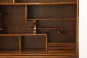 中古　国産　上手物!!　職人手造り家具　欅(ケヤキ)材　和の風格を感じる大型茶箪笥(茶棚、キャビネット、戸棚、収納棚)(R-058558)