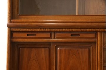 中古　国産　上手物!!　職人手造り家具　欅(ケヤキ)材　和の風格を感じる大型茶箪笥(茶棚、キャビネット、戸棚、収納棚)(R-058558)