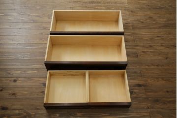 中古　松本民芸家具　高山式　ドレッシングチェスト　リメイク　直線的なデザインがシンプルモダンなサイドチェスト(サイドボード、引き出し)(R-058563)