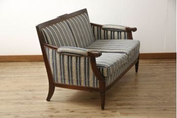 中古　美品　神戸洋家具　メープル不二屋　優雅な佇まいが魅力的な2人掛けソファ(ラウンジソファ、二人掛け、2P)(R-058566)