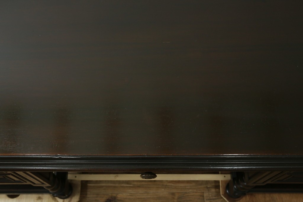 アメリカビンテージ　立派な造りのツイストレッグプレジデントデスク　(R-058570)