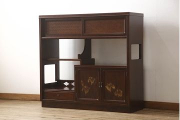 中古　美品　モリシゲ(MORISHIGE/森繁)　品のある佇まいが上質な和の空間にぴったりな、モダンな茶棚(飾り棚、茶箪笥、戸棚)(R-058573)