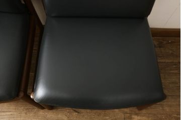 和製ビンテージ　日田工芸　チーク材　本革(レザー)　落ち着きのある色合いで大人の空間を演出するチェア2脚セット(イス、椅子、ダイニングチェア、ヴィンテージ)(R-058575)
