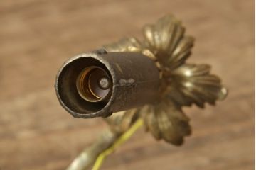 ビンテージ照明　アメリカヴィンテージ　真鍮製　エレガントな雰囲気を演出する照明付きウォールミラー(壁掛け鏡、壁掛け照明、ウォールランプ)(R-058585)
