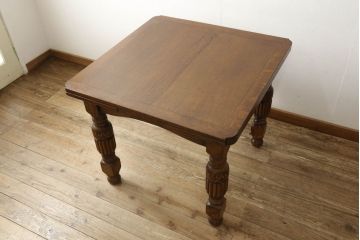 イギリスアンティーク　オーク材　バルボスレッグが素敵なドローリーフテーブル(エクステンションテーブル、ダイニングテーブル)(R-058596)