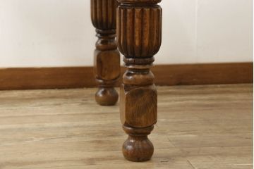 イギリスアンティーク　オーク材　バルボスレッグが素敵なドローリーフテーブル(エクステンションテーブル、ダイニングテーブル)(R-058596)