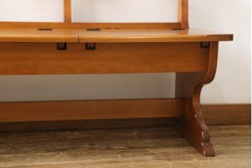 中古　美品　横浜ダニエル(daniel)　A-532　3人掛け　木の温もりを感じるベンチロングチェア(ベンチ、ダイニングチェア、板座、長椅子)(定価約45万円)(R-058600)