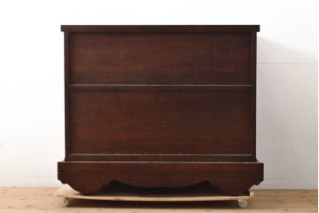 中古　美品　国産手造り民芸家具　欅(ケヤキ)材　金具に施された花の意匠が上品な車箪笥(和箪笥、衣装タンス、引き出し、チェスト)(R-058609)