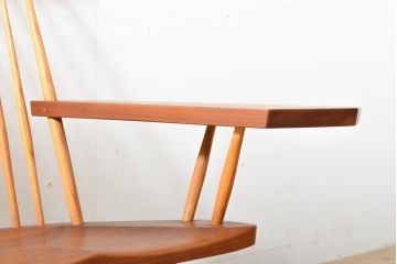 和製ヴィンテージ　ジョージナカシマ　LOUNGE ARM(ラウンジアーム)　One Arm(ワンアーム、片肘)　CN103　桜製作所　モダンに洗練された左アーム付きラウンジチェア(ジョージ・ナカシマ、イス、椅子、板座チェア、ビンテージ)(R-058614)
