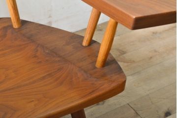和製ヴィンテージ　ジョージナカシマ　LOUNGE ARM(ラウンジアーム)　One Arm(ワンアーム、片肘)　CN103　桜製作所　モダンに洗練された左アーム付きラウンジチェア(ジョージ・ナカシマ、イス、椅子、板座チェア、ビンテージ)(R-058614)