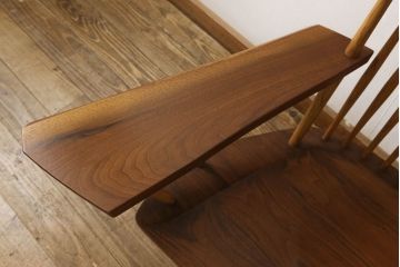 和製ヴィンテージ　ジョージナカシマ　LOUNGE ARM(ラウンジアーム)　One Arm(ワンアーム、片肘)　CN103　桜製作所　モダンに洗練された右アーム付きラウンジチェア(ジョージ・ナカシマ、イス、椅子、板座チェア、ビンテージ)(R-058615)