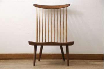 和製ヴィンテージ　ジョージナカシマ　桜製作所　LOUNGE CHAIR　CN102　モダンに洗練されたラウンジチェア(ジョージ・ナカシマ、イス、椅子、板座チェア、ビンテージ)(R-058616)