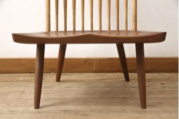 和製ヴィンテージ　ジョージナカシマ　桜製作所　LOUNGE CHAIR　CN102　モダンに洗練されたラウンジチェア(ジョージ・ナカシマ、イス、椅子、板座チェア、ビンテージ)(R-058616)