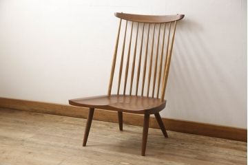 和製ヴィンテージ　ジョージナカシマ　桜製作所　LOUNGE CHAIR　CN102　モダンに洗練されたラウンジチェア(ジョージ・ナカシマ、イス、椅子、板座チェア、ビンテージ)(R-058617)