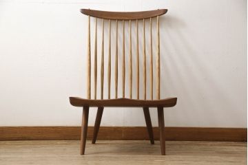 和製ヴィンテージ　ジョージナカシマ　桜製作所　LOUNGE CHAIR　CN102　モダンに洗練されたラウンジチェア(ジョージ・ナカシマ、イス、椅子、板座チェア、ビンテージ)(R-058617)