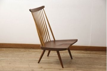 和製ヴィンテージ　ジョージナカシマ　桜製作所　LOUNGE CHAIR　CN102　モダンに洗練されたラウンジチェア(ジョージ・ナカシマ、イス、椅子、板座チェア、ビンテージ)(R-058617)