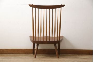 和製ヴィンテージ　ジョージナカシマ　桜製作所　LOUNGE CHAIR　CN102　モダンに洗練されたラウンジチェア(ジョージ・ナカシマ、イス、椅子、板座チェア、ビンテージ)(R-058617)