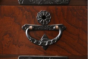 中古　美品　岩谷堂箪笥　台輪・脚付きリメイク　観音開き戸が魅力!和の趣あふれる収納箪笥(引き出し、戸棚、和タンス、整理タンス、サイドボード、サイドチェスト)(R-058645)