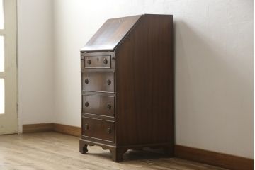 中古　イギリス高級家具　ロスジョン(ROSJOHN)　イギリス王室御用達　洗練されたデザインが美しいライティングビューロー(ワークデスク、在宅ワーク用、サイドチェスト)(R-058654)