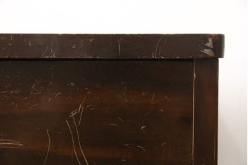 和製ビンテージ　希少!　大胆にあしらわれた花の図柄が目を引く軽井沢彫りチェスト(引き出し、衣装タンス、ヴィンテージ)(R-058662)