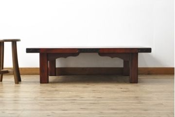 中古　伝統民芸家具　岩谷堂箪笥　欅(ケヤキ)材　和風のお部屋にぴったりな杢目が美しい座卓(ローテーブル、センターテーブル、リビングテーブル)(R-058683)