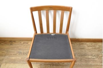 ビンテージ家具　ジャパンヴィンテージ　チーク材　メンズライクスタイルの空間づくりに活躍する本革ダイニングチェア2脚セット(レザー、椅子、イス)(R-058684)