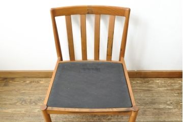 ビンテージ家具　ジャパンヴィンテージ　チーク材　メンズライクスタイルの空間づくりに活躍する本革ダイニングチェア2脚セット(レザー、椅子、イス)(R-058685)