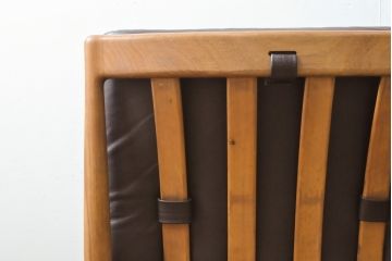 ビンテージ家具　ジャパンヴィンテージ　チーク材　メンズライクスタイルの空間づくりに活躍する本革ダイニングチェア2脚セット(レザー、椅子、イス)(R-058686)