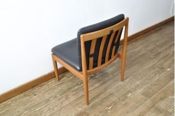 ビンテージ家具　ジャパンヴィンテージ　チーク材　メンズライクスタイルの空間づくりに活躍する本革ダイニングチェア2脚セット(レザー、椅子、イス)(R-058686)