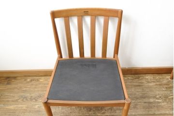 ビンテージ家具　ジャパンヴィンテージ　チーク材　メンズライクスタイルの空間づくりに活躍する本革ダイニングチェア2脚セット(レザー、椅子、イス)(R-058687)