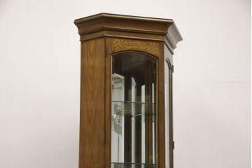 中古　美品　DREXEL HERITAGE(ドレクセルヘリテイジ)　象嵌入り　花の意匠がエレガントなキュリオケース(ガラスケース、ショーケース、飾り棚)(R-058692)