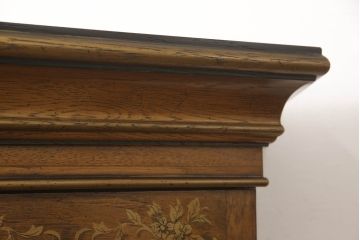 中古　美品　DREXEL HERITAGE(ドレクセルヘリテイジ)　象嵌入り　花の意匠がエレガントなキュリオケース(ガラスケース、ショーケース、飾り棚)(R-058692)