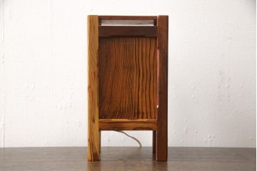 中古　指物工芸家具　肥松(こえまつ)　漆塗り　和の情緒あふれるテーブルスタンド(卓上照明、テーブルライト)(R-058693)