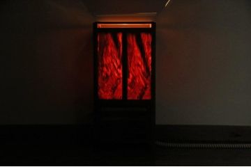 中古　指物工芸家具　肥松(こえまつ)　漆塗り　和モダンな空間づくりにおすすめ!趣深いフロアスタンド(フロア照明、間接照明、スタンドライト)(R-058694)