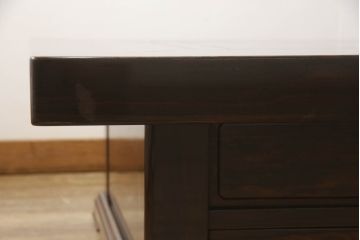 中古　最高級　シャム柿(ジリコテ)材　無垢材　特徴的な木目が目を引く、大振りな囲炉裏テーブル(座卓、長火鉢、関西火鉢、木製火鉢)(R-058695)