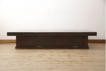 中古　最高級　シャム柿(ジリコテ)材　無垢材　特徴的な木目が目を引く、大振りな囲炉裏テーブル(座卓、長火鉢、関西火鉢、木製火鉢)(R-058695)