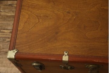 アジアンビンテージ　楠材(クスノキ)　存在感抜群!収納とディスプレイを兼ね備えた木製船トランク(舟トランク、トランクテーブル、ヴィンテージ)(R-058698)